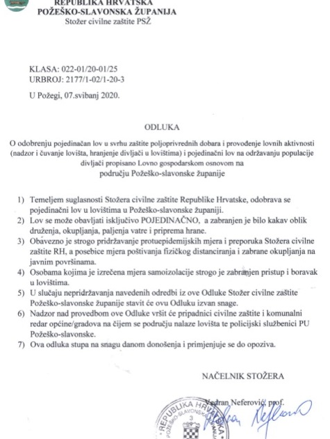 Odobrenje za pojedinačni lov 7.5.2020. cjelovito