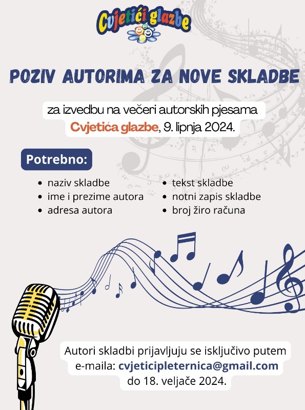 Poziv autorima za nove skladbe