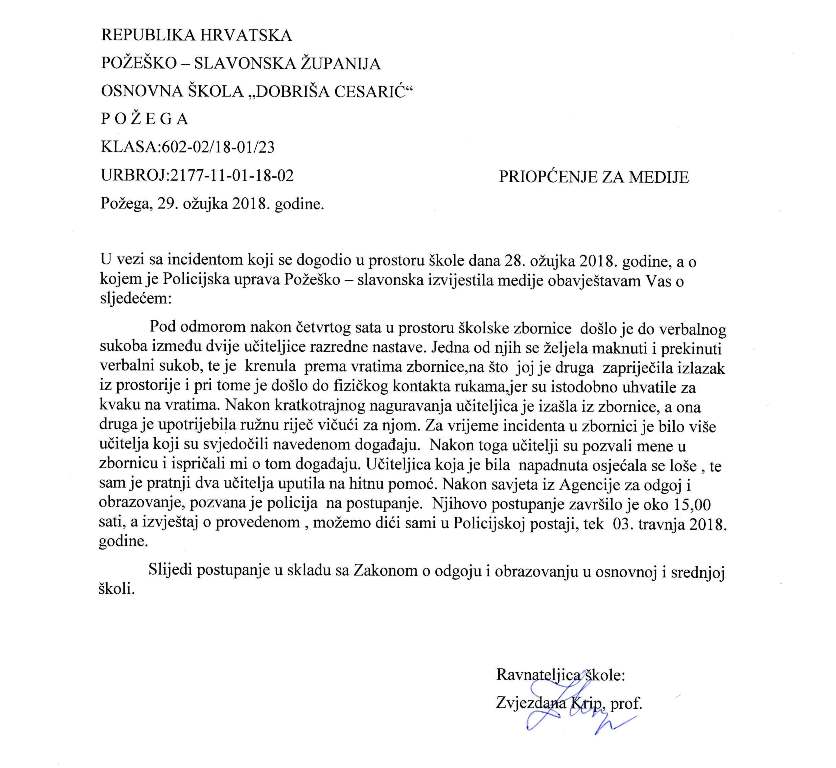 PRIOPĆENJE ZA MEDIJE