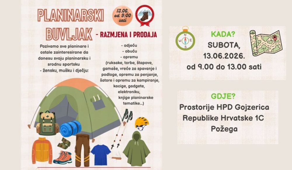 Gojzerice organiziraju Planinarski buvljak: Poziv svim planinarima i ostalim zainteresiranima