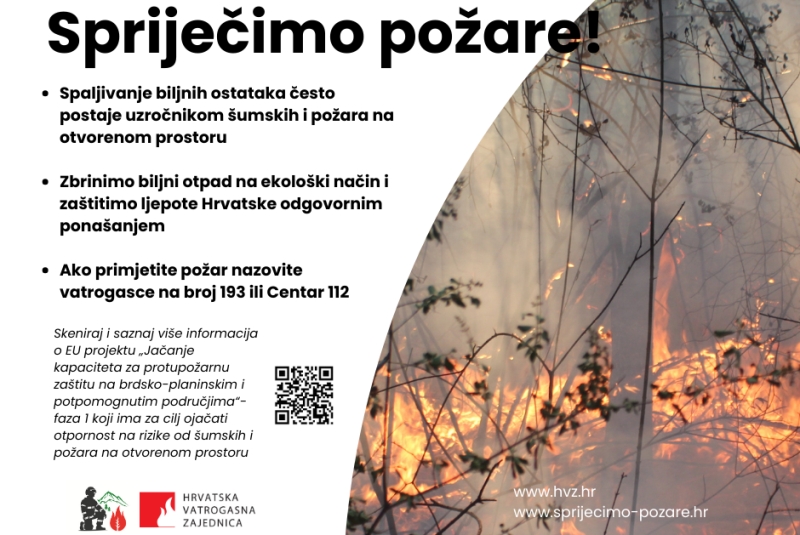 Hrvatska vatrogasna zajednica - oprez pri spaljivanju biljnog otpada