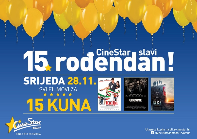 Kina s pet zvjezdica vas časte povodom svog 15. rođendana