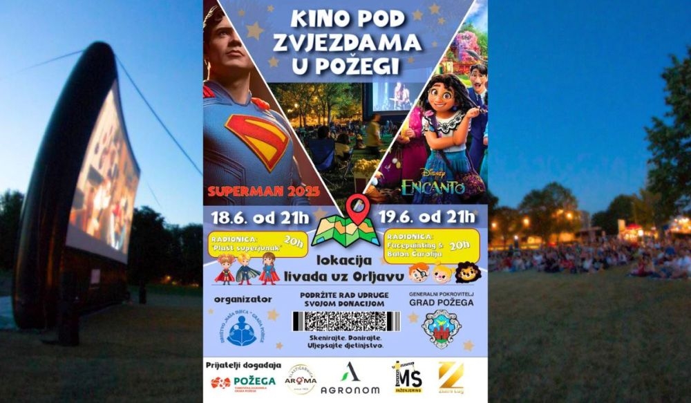 Kino pod zvijezdama vraća se u Požegu: Superman i Encanto na velikom platnu uz Orljavu