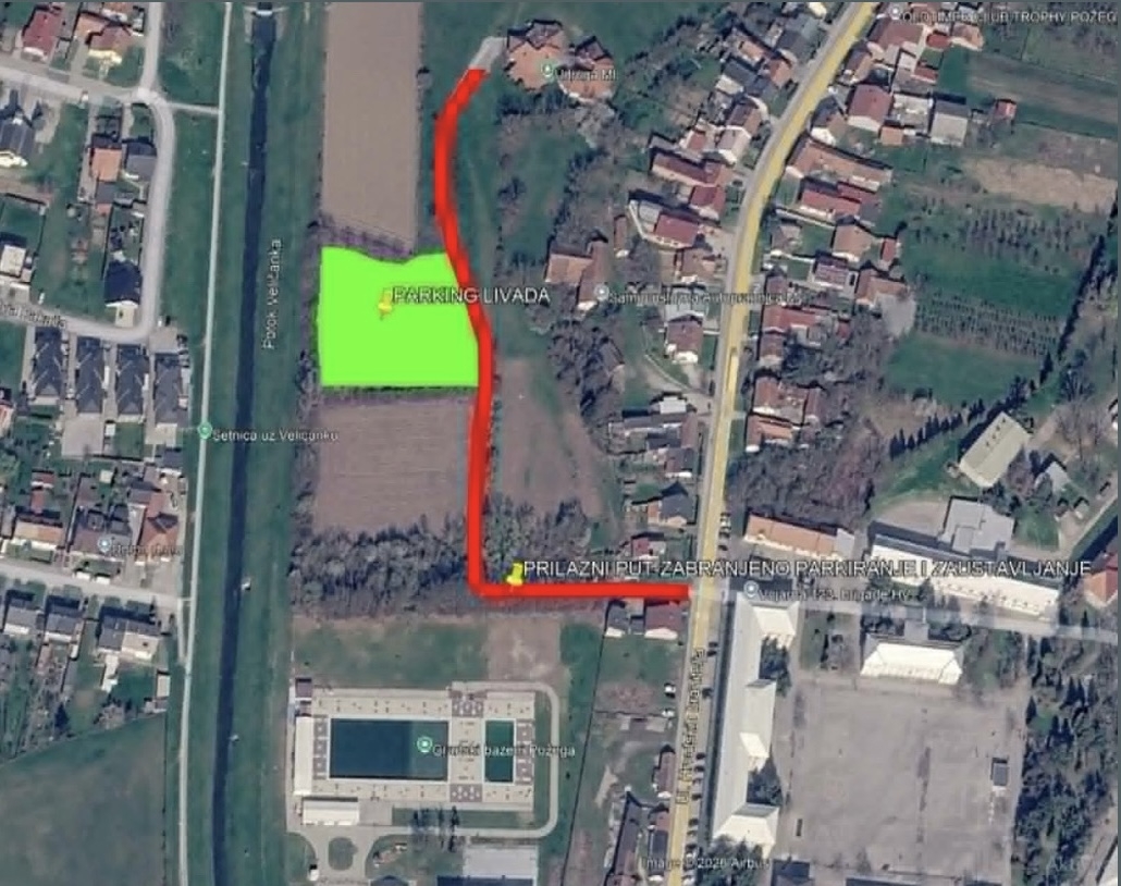 Obavijest o privremenom parkiranju za posjetitelje Gradskih bazena Požega