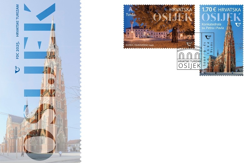 Osječka Tvrđa i konkatedrala na poštanskim markama  - izdanje iz serije „Hrvatski turizam“