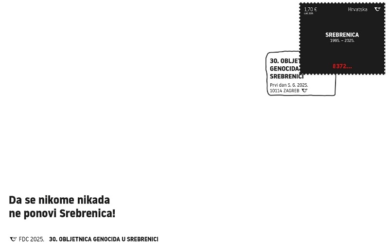 Poštanska marka povodom 30. obljetnice genocida u Srebrenici kao simbol poštovanja, pamćenja i čovječnosti
