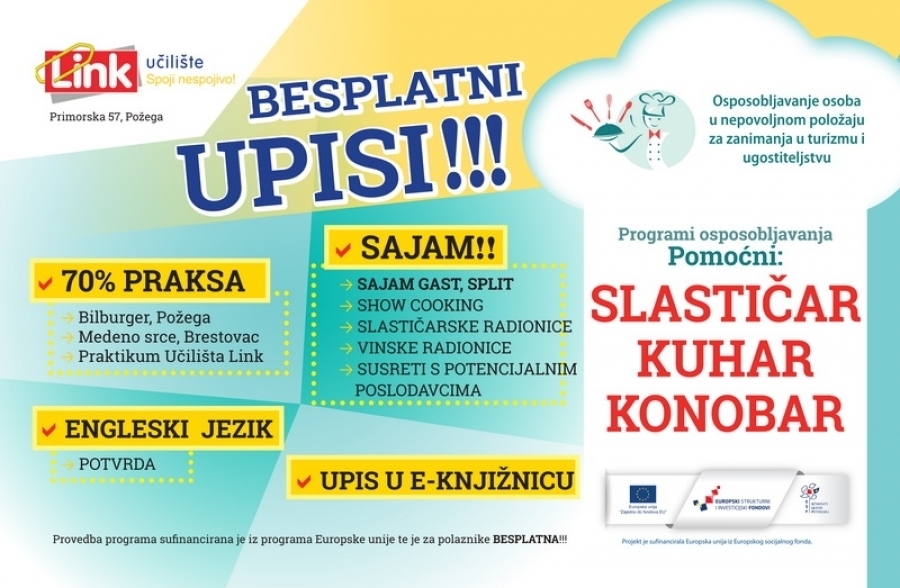 Poziv za programe osposobljavanja u sektoru turizma i ugostiteljstva u organizaciji Učilišta Link