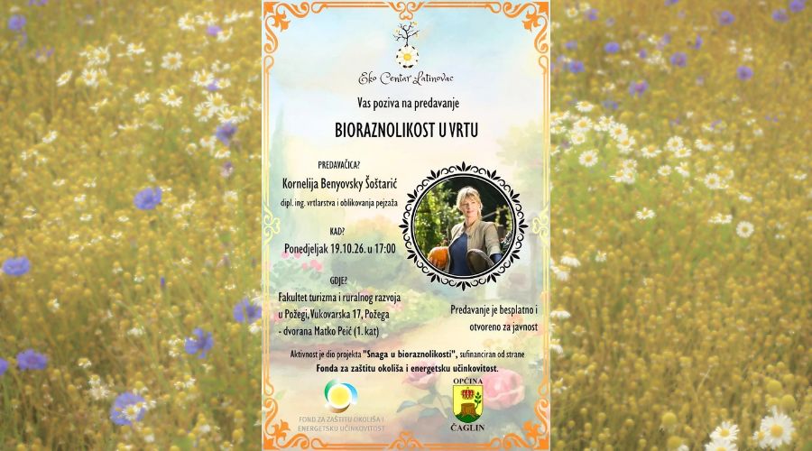 U Požegi predavanje o bioraznolikosti u vrtu: Ulaz je besplatan