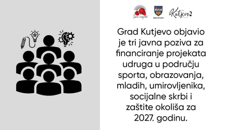 Grad Kutjevo objavio tri javna poziva za udruge
