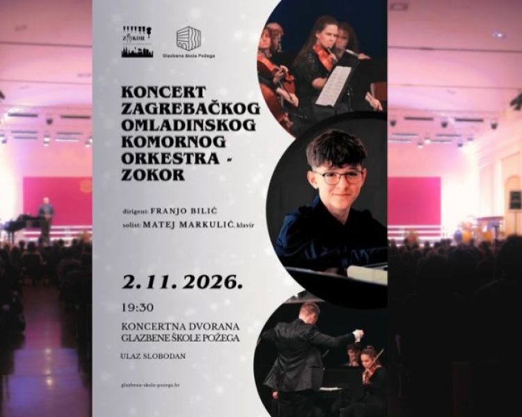 Mladi požeški pijanist Matej Markulić nastupit će kao solist uz Zagrebački omladinski komorni orkestar