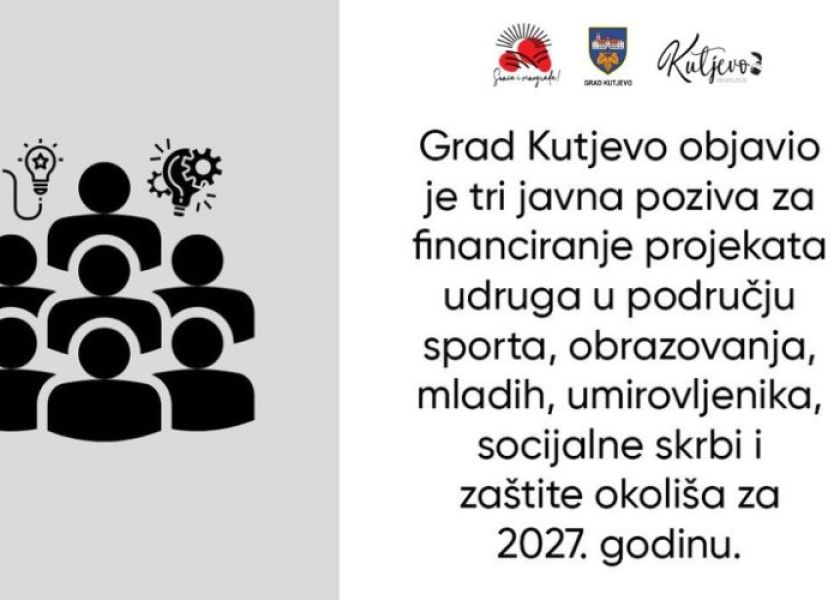 Grad Kutjevo objavio tri javna poziva za udruge