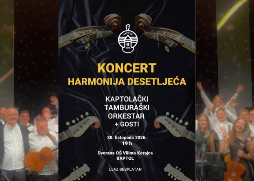 Kaptolački tamburaški orkestar slavi deset godina djelovanja velikim koncertom „Harmonija desetljeća“