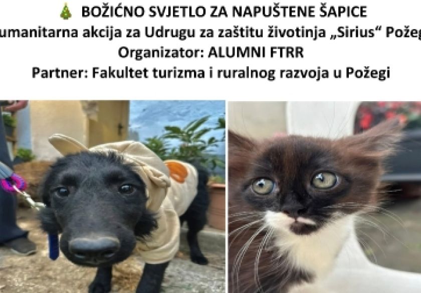 Humanitarna akcija Udruge Alumni za Udrugu za zaštitu životinja „Sirius“ Požega 