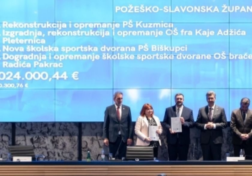 Požeško-slavonskoj županiji više od osam milijuna eura za obnovu i dogradnju osnovnih škola