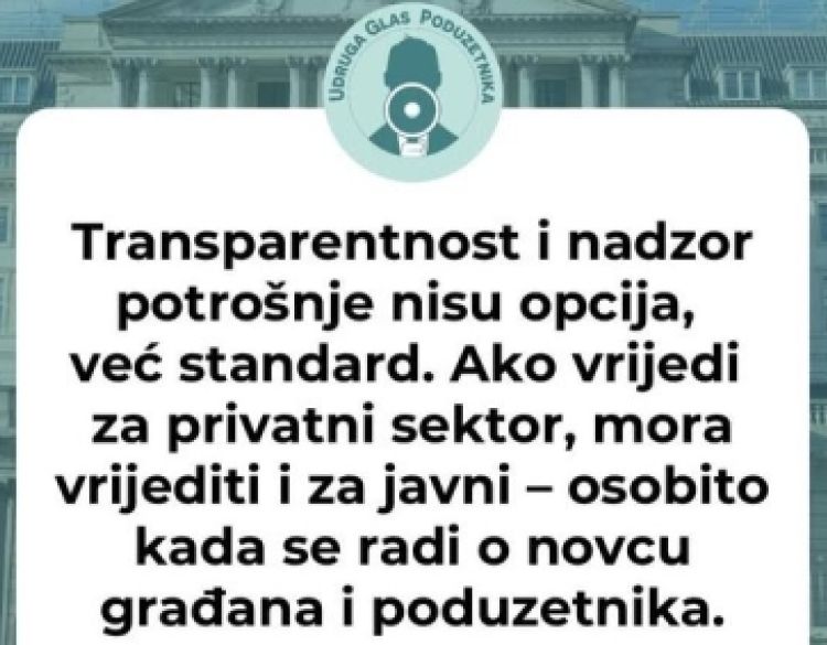 Glas poduzetnika pokreće inicijativu za transparentnost javnog novca i upućuje prijedloge nadležnim ministarstvima