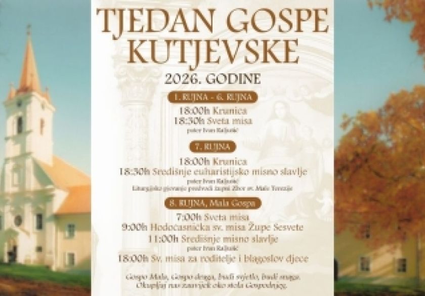 Tjedan Gospe Kutjevske od 1. do 8. rujna donosi dane molitve i zajedništva