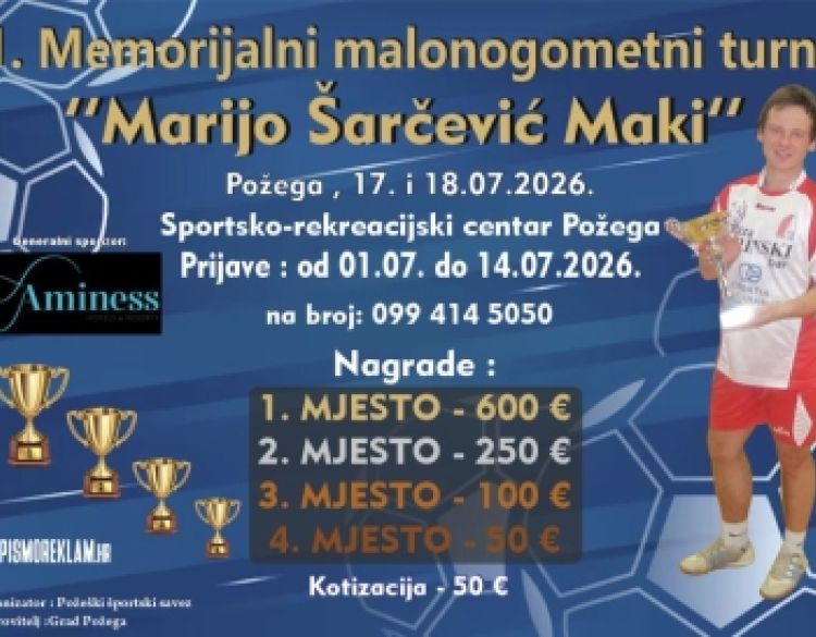 Prijave za nastup na 11. Memorijalnom malonogometnom turniru 