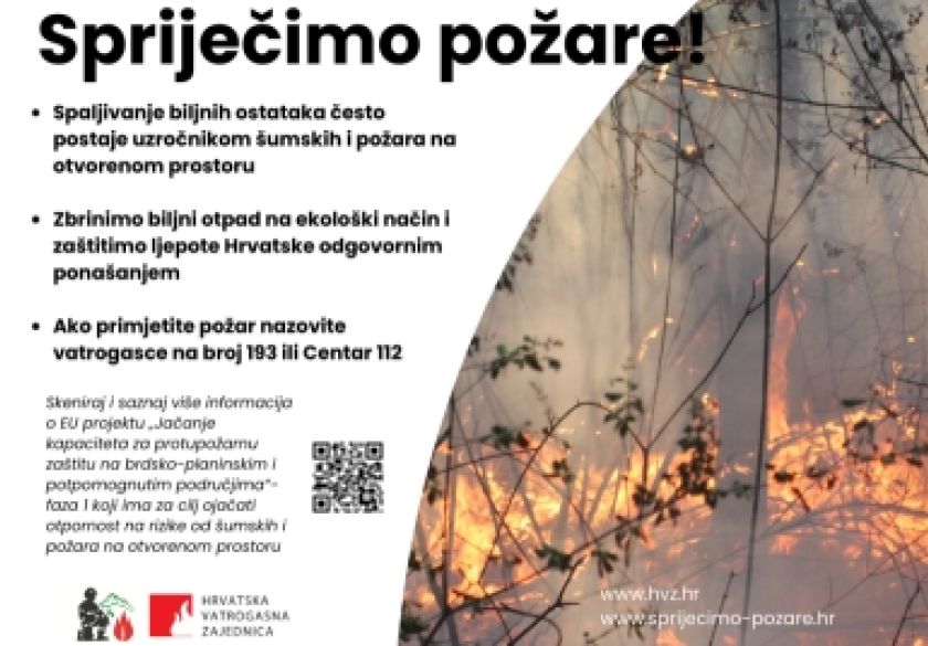 Hrvatska vatrogasna zajednica - oprez pri spaljivanju biljnog otpada