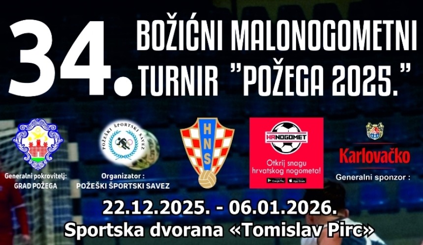 Počele prijave ekipa za nastup na 34. Božićnom malonogometnom turniru "Požega 2025."