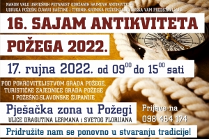 Najavljen 16. "Sajam antikviteta" u pješačkoj zoni grada Požege 17. rujna (subota)