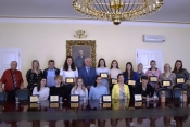 Igračice ŽKK Plamen Požega, viceprvakinje Hrvatske na prijemu kod gradonačelnika Požege