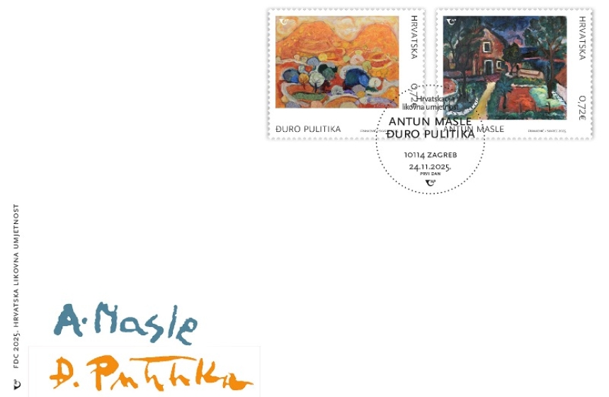 Novo izdanje iz serije „Hrvatska likovna umjetnost” - prigodne poštanske marke s djelima Antuna Maslea i Đure Pulitike