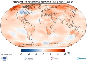 Copernicus: "2019. druga najtoplija godina u nizu od pet rekordno najtoplijih godina"