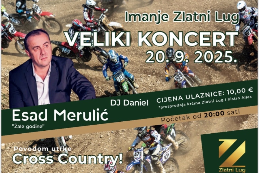 Turističko imanje "Zlatni Lug" domaćin velikog dvodnevnog spektakla – adrenalinskih utrka motora i quadova te koncert Esada Merulića