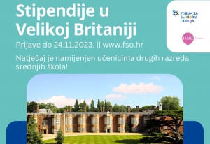 Prilika za školovanje u Velikoj Britaniji - HMC stipendije za učenike 2. razreda četverogodišnjih SŠ