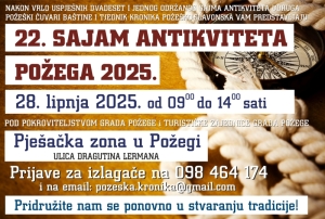 Najavljen 22. "Sajam antikviteta" na pješačkoj zoni u subotu 28. lipnja uz degustaciju kulena 45. Požeške kulenijade
