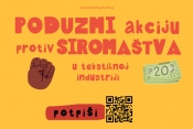 Potpiši za dostojanstvenu plaću tekstilnih radnica na štandu u Požegi 20. svibnja