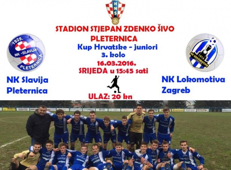 Juniori Slavije sutra igraju protiv Lokomotive za polufinale kupa