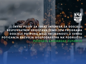 Programa dodjele potpora male vrijednosti u svrhu poticanja razvoja gospodarstva na području Požeško-slavonske županije