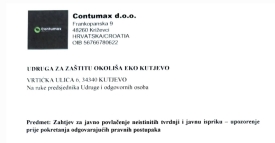 Tvrtka CONTUMAX d.o.o. uputila dopis Udruzi EKO Kutjevo: Zahtjev za javno povlačenje neistinitih tvrdnji i javnu ispriku