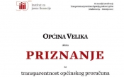 Općina Velika dobila ocjenu odličan za transparentnost proračuna