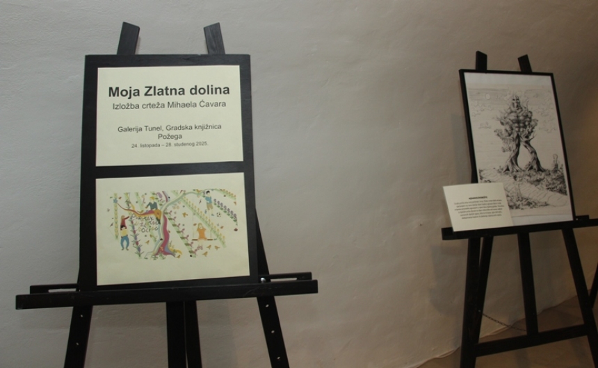 Postavljena izložba "Moja Zlatna dolina" autora Mihaela Ćavara u Galeriji Tunel požeške knjižnice