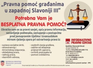 Besplatna pravna pomoć građanima u Požegi 26. rujna (četvrtak)